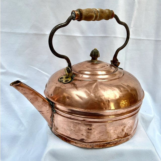 Wood Early 1900s Copper Tea Kettle For Sale - Image 7 of 10