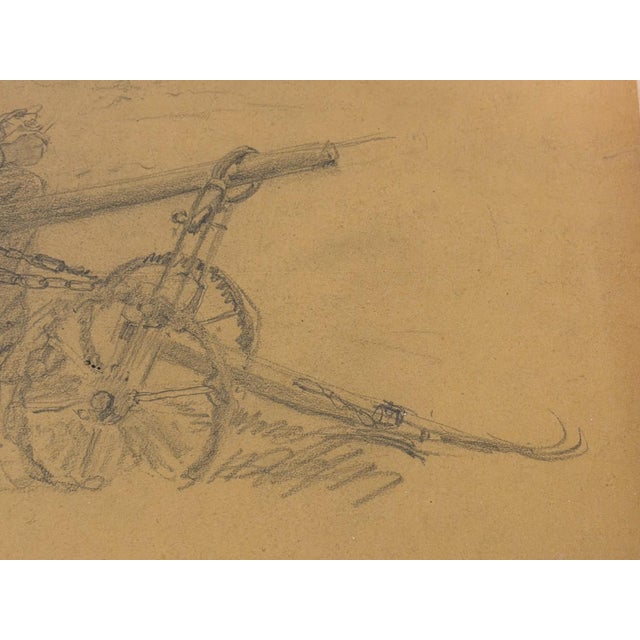 Beige Heinrich Pforr, Farmer at the Plow, Resting in the Field, Agriculture, 1920s, Pencil on Paper For Sale - Image 8 of 11