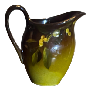 1896 3" Artist Signed Rookwood Berry Leaf Decorated Art Pottery Pitcher