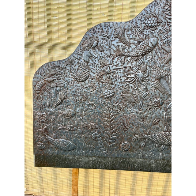 Vintage Bohemian Hand-Embossed Sheet Metal King Size Headboard. Circa 1980s For Sale - Image 14 of 18