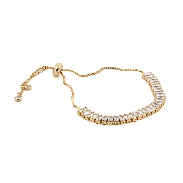 Contemporary Baguette Diamond Adjustable Fashion Bracelet For Sale - Image 3 of 8