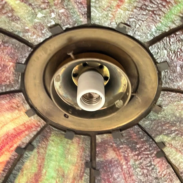 Vintage Arts and Crafts Style Slag Glass Hanging Lamp For Sale - Image 11 of 12