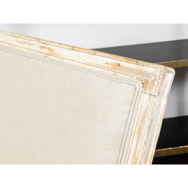 Italian 19th Century White Painted Sofa with Slanted Sides and Distressed Patina For Sale - Image 9 of 10
