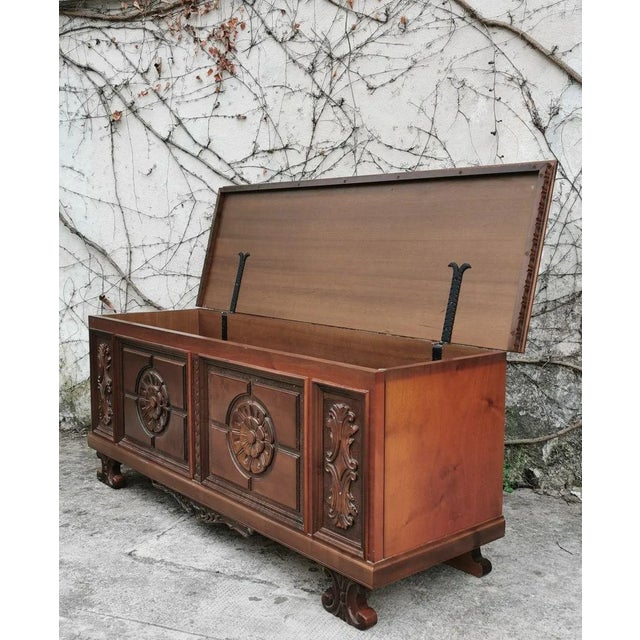 1970s Carved Walnut Chest, 1970s For Sale - Image 5 of 12