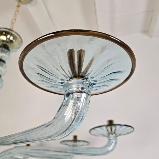 1980s Blue and Brown Murano Glass Chandelier For Sale - Image 12 of 12