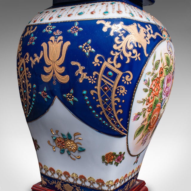 Blue Vintage Table Lamps, Oriental Ceramic, Accent Light, Hall, Lounge, Study - a Pair For Sale - Image 8 of 10