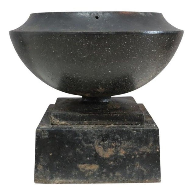 Antique Fiske School Cast Iron Garden Urn C1900 For Sale - Image 4 of 9