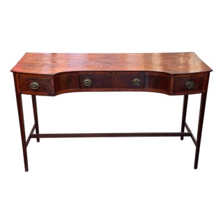 19th Century English Mahogany Server With Concave Center and Three Drawers For Sale