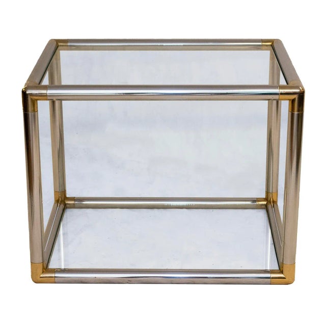 Unique End Table in the style of Karl Springer, renowned designer and manufacturer of luxury furniture. Polished chrome...