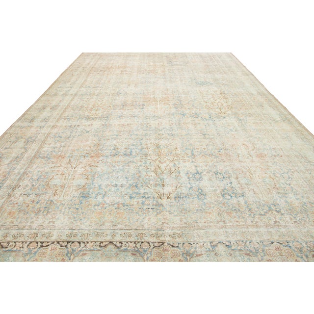 Blue Blue Antique Persian Tabriz Wool Rug With Allover Design From the 1900s For Sale - Image 8 of 11