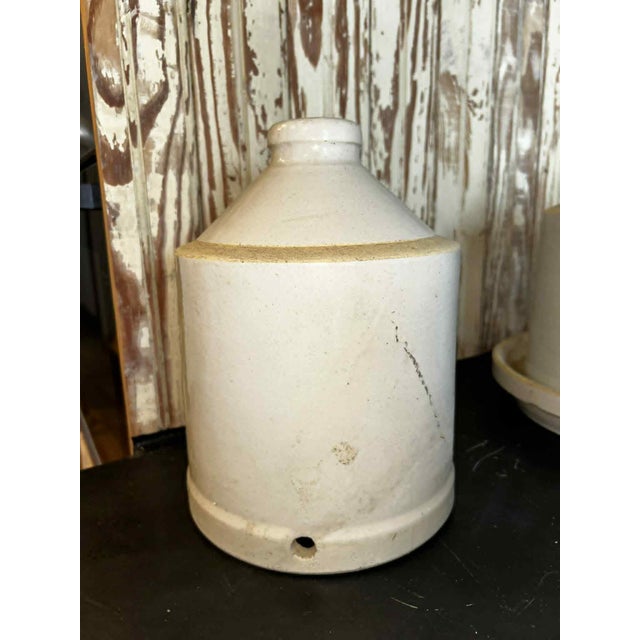 1900 - 1909 Antique Primitive Country USA Stoneware Crock Bird Fountain For Sale - Image 5 of 9