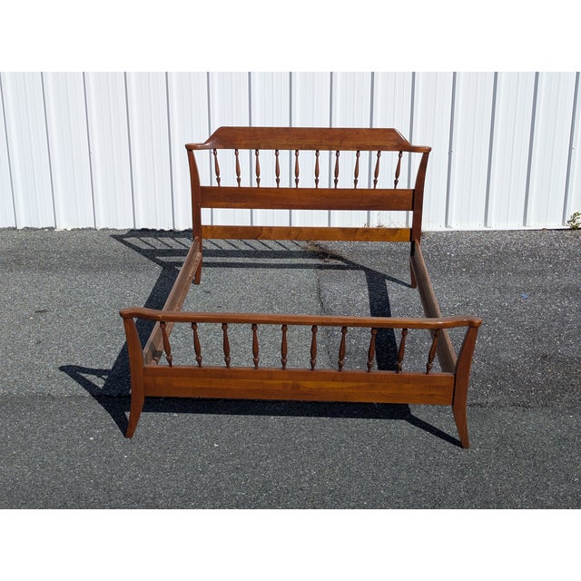 Brown Vintage Cherrywood Shaker Style Full Bedframe For Sale - Image 8 of 10