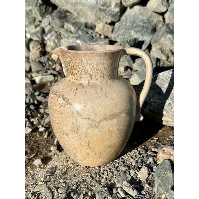Ceramic Handmade Beige-Yellow Crackle Glazed Ceramic Art Jug by Richard Uhlemeyer, Germany, 1970s For Sale - Image 7 of 18