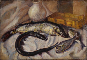 Still Life with Fishes, 1935, Oil Painting on Wood