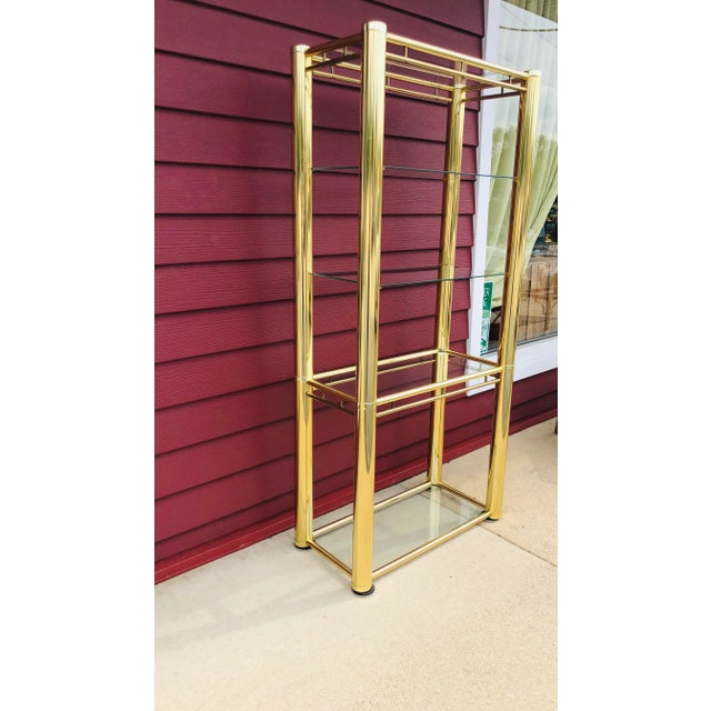 Milo Baughman Vintage Milo Baughman Style Brass Etagere For Sale - Image 4 of 6