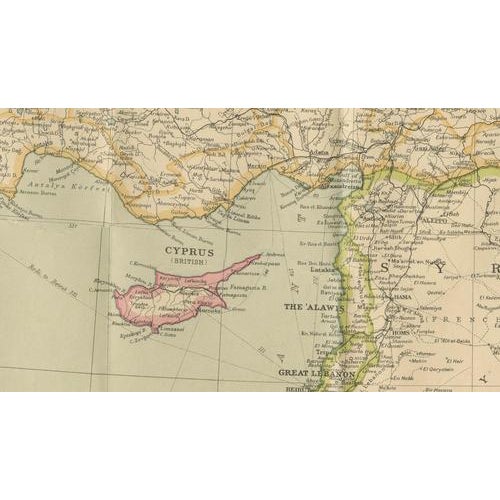 1920s Philips Imperial Map of Turkey with Syria and Iraq and Transcaucasia, 1920s For Sale - Image 5 of 13