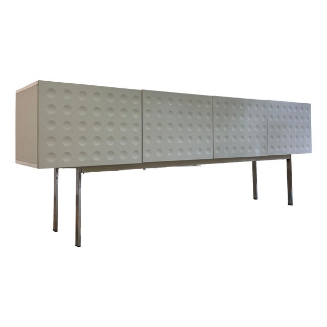 White Sideboard with Circular Relief Pattern For Sale