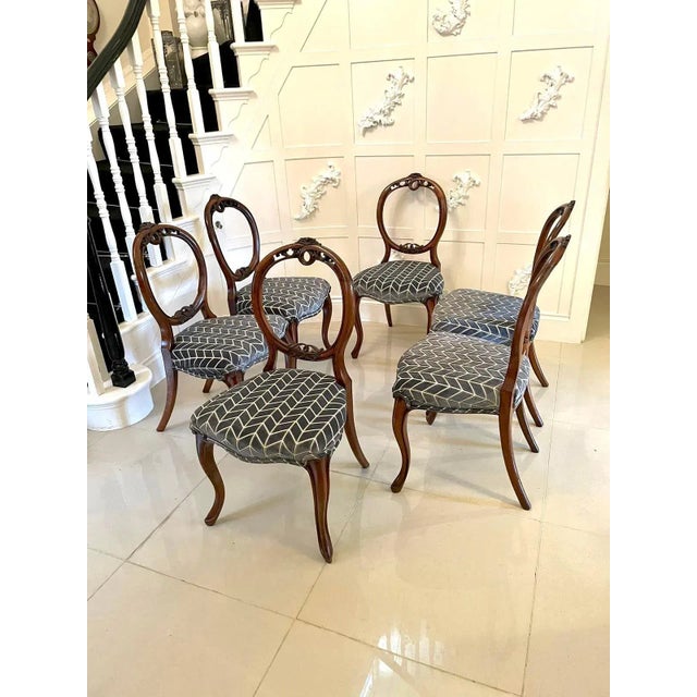 Antique Victorian Walnut Dining Chairs, Set of 6 For Sale - Image 3 of 14