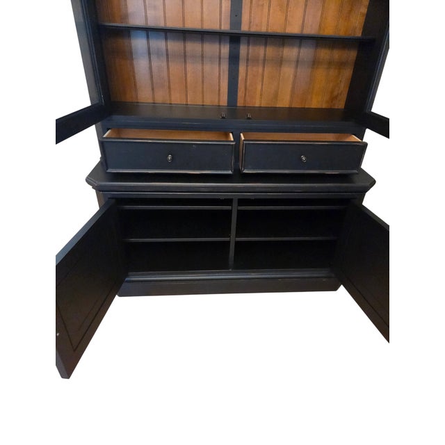 Black 1990s Ethan Allen Custom Classics Spencer China Cabinet Display Curio Bookcase Hutch For Sale - Image 8 of 16