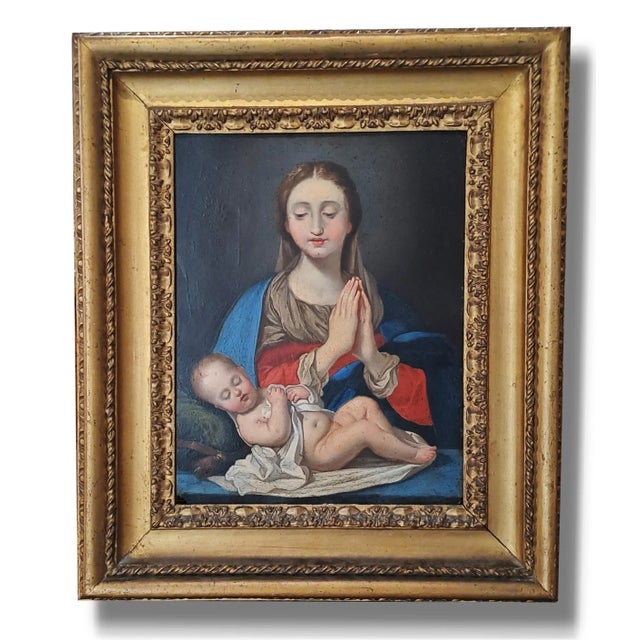 Italian Artist, Madonna and Child, 1700s, Oil on Copper, Framed For Sale - Image 11 of 11