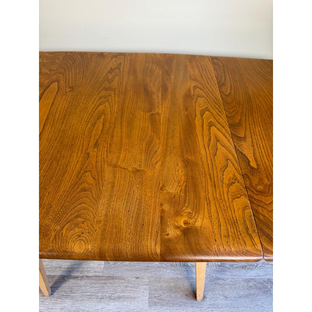 Rectangular Drop Leaf Extending Dining Table in Elm from Ercol, 1950s For Sale - Image 6 of 15