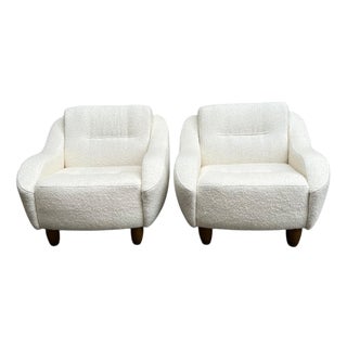 Torino Armchairs in Mohair and White Bouclé with Sinuous Armrests, 2000s, Set of 2 For Sale