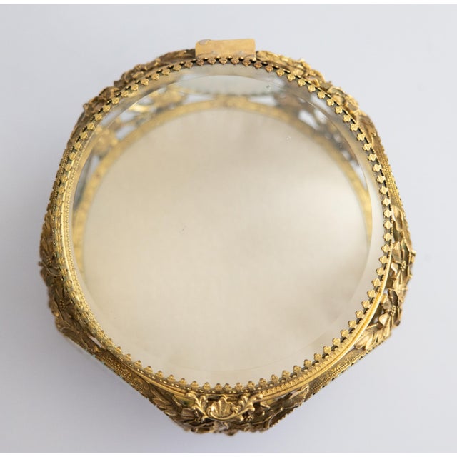 Antique French Ormolu Beveled Glass Jewelry Casket Dresser Box For Sale - Image 9 of 13