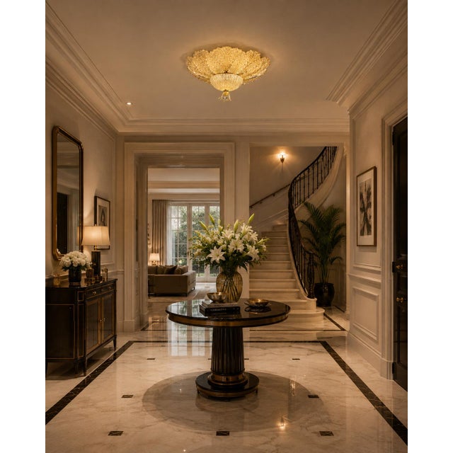 Gold 1970s Abu Dhabi, Murano Glass Gold Flush Mount For Sale - Image 8 of 11