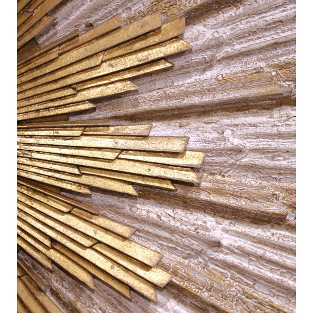 Wood Vintage Italian Carved Giltwood Sunburst Mirror With Two-Tier Rays For Sale - Image 7 of 8