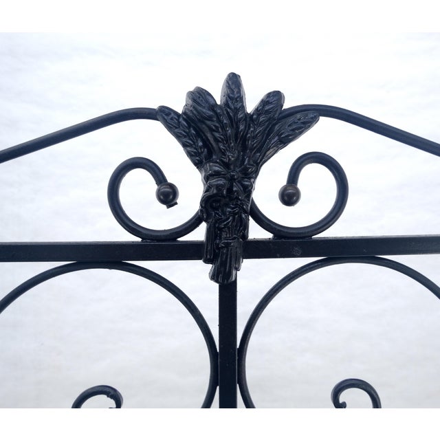 Wrought Iron & Brass 38” Wide Rounded Shelved Bakers Rack MINT For Sale - Image 12 of 14