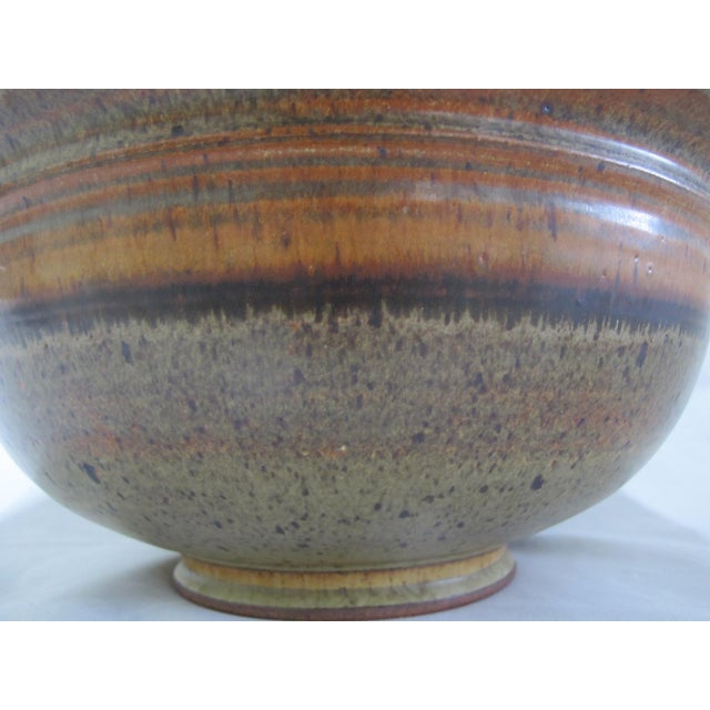Brown Wally Schwab Pacific Nw Master Pottery XL Serving Mixing Bowl 17" For Sale - Image 8 of 17