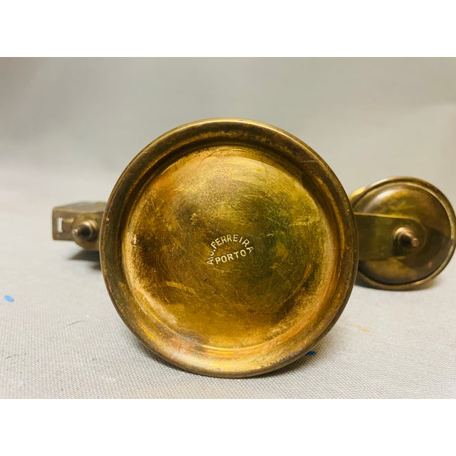 Portuguese Church Brass Candleholder with Matchbox Holder by Ferreira, 1930s For Sale - Image 4 of 8