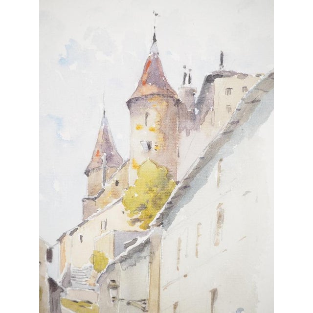 René Leverd, Switzerland, Staircase of Nyon Castle, Watercolor For Sale - Image 6 of 9