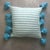 Moroccan Blue Striped Pompom Pillow Cover For Sale - Image 3 of 4