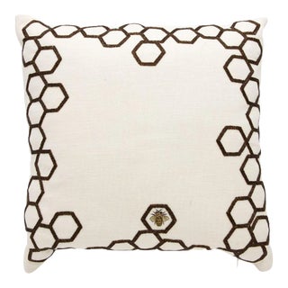 Aandaz Bee Honeycomb Linen 20x20 Pillow For Sale