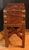 English circa 1860 lap desk box on custom made side table stand. Highly figured burl walnut and secondary wood. Brass...