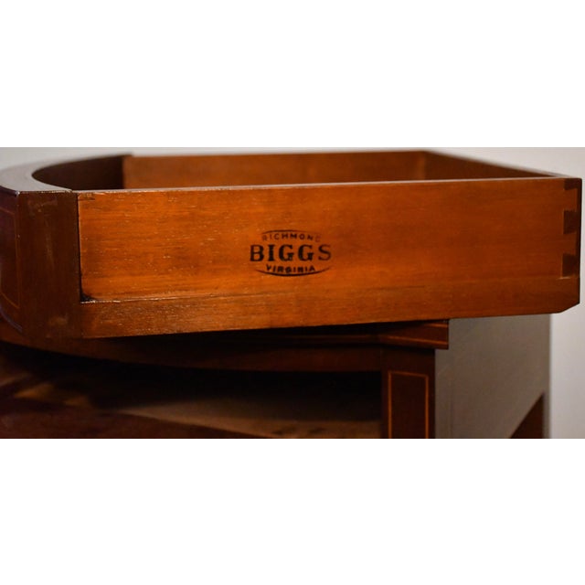 1940s Pair Biggs Virginia English Sheraton Mahogany Side Tables / End Tables For Sale - Image 10 of 18