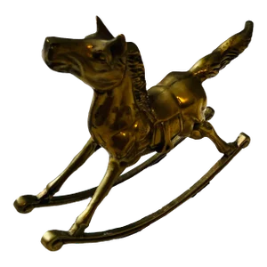 Large 1970s Vintage Statue Brass Rocking Horse