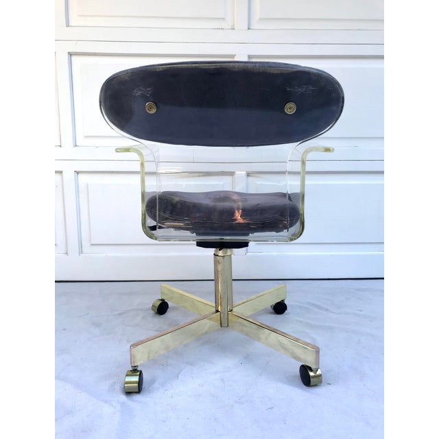 Transparent 1960s Molded Lucite and Brass Kagan Style Desk Chair For Sale - Image 8 of 12