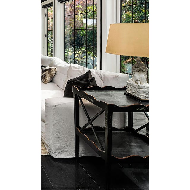 Hollywood Regency Amy Howard End Tables Black W/ Hand Painted Detail For Sale - Image 3 of 11