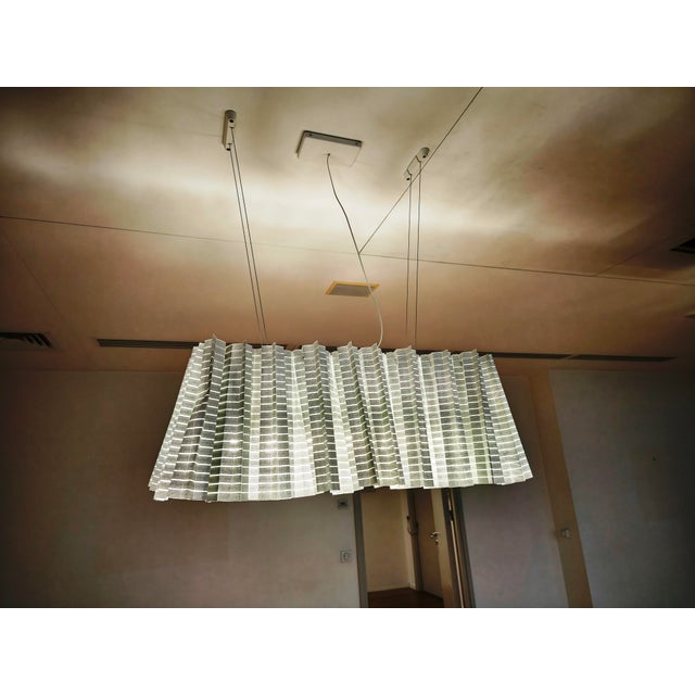 Inga Sempa pleated pendant light, Luceplan. Metal structure and fabric canvas. Extendable and adjustable pendant light,...