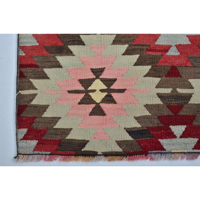 1960s Morocco Decor Oushak Vintage Kilim Runner For Sale - Image 9 of 11