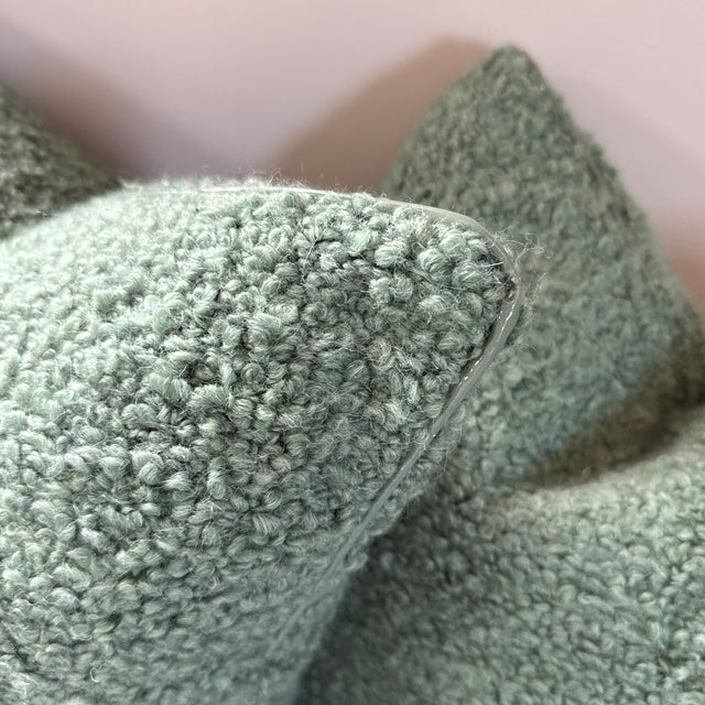 Pair of Holly Hunt Mint Boucle Pillows 20” For Sale In Miami - Image 6 of 7