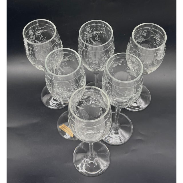 Antique 19th Century Lead Crystal Hand-Cut Sherry Goblets, England, Set of 6 For Sale - Image 5 of 16
