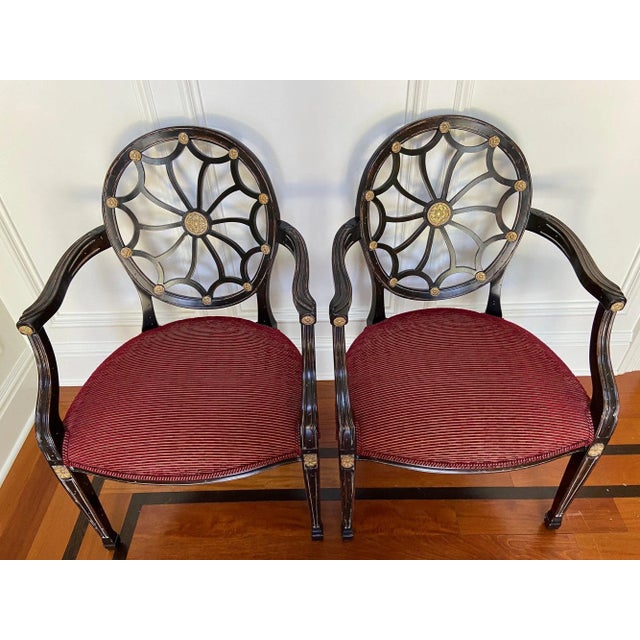 Late 20th Century Vintage Spider-Back Arm Chairs - A Pair