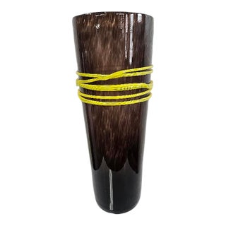 Artisan Blown Glass Vase With Rope Accent For Sale