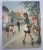 Charming Mid Century painting of a woman on the Champs Elysees. Sigmed "M. Abrect" on the lower left hand side. It...