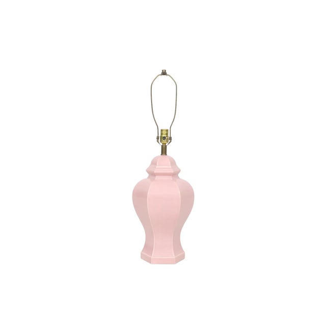 Late 20th Century Traditional Pink Ceramic Table Lamp For Sale - Image 5 of 5