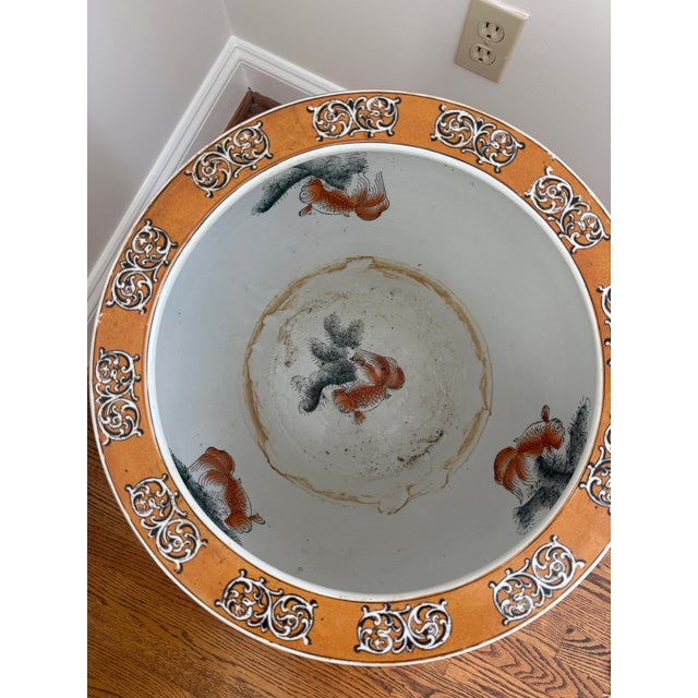 Vintage Mid-20th Century Large Chinese Ceramic Fish Bowl Planter For Sale - Image 12 of 15