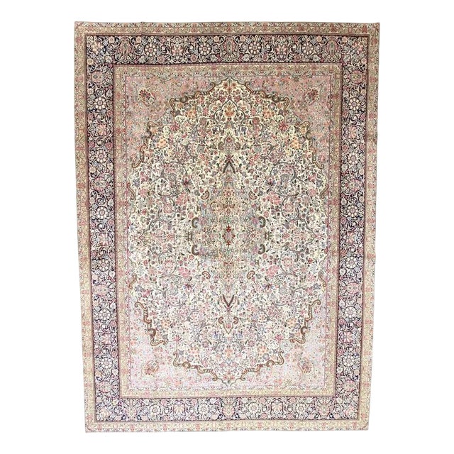 Antique Middle Eastern Hand-Knotted Kerman Rug For Sale